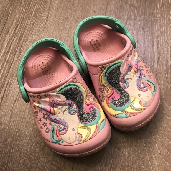 Crocs Iconic Funlab Sparkle Unicorn Clogs Little Girls Size 6C.​ - Picture 1 of 5